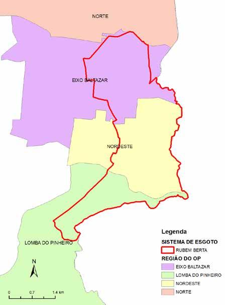 Em relação às Regiões do OP, o SES Rubem Berta abrange parcialmente as regiões Eixo Baltazar, Nordeste e Lomba do Pinheiro, conforme a