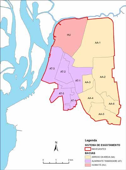 5.3 SES NAVEGANTES O Sistema de Esgotamento Sanitário (SES) Navegantes é formado integralmente pelas bacias do Arroio da Areia (AA-1 a AA-6) e Humaitá (HU) e, parcialmente, pela Bacia do Arroio