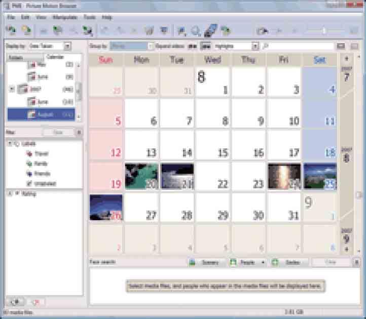 Organizar as imagens no computador num calendário por data de filmagem, para as ver mais tarde.