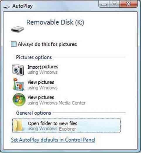 Copiar imagens para o computador sem o PMB 3 Clique em [Open folder to view files] (Para o Windows XP: [Open folder to view files] t [OK]) quando o ecrã do assistente aparecer automaticamente no
