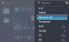 5 Ouvir rádio Sintoniza uma estação de rádio 1 Toque no canto superior esquerdo para exibir o menu inicial. 2 Toque em [Rádio].» As informações de banda e freqüência são exibidas.