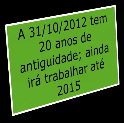 Contrato celebrado antes de 1 de novembro de 2011 Recebe um mês RB+D por cada ano completo