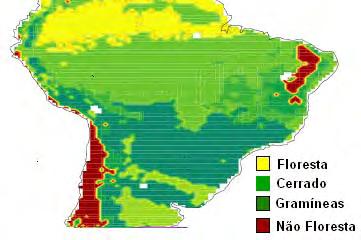 Três avaliações são feitas: a primeira investiga o risco de fogo tendo como base o clima e vegetação atual (Fig. 5.1a).