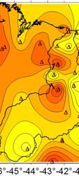 Já no grau máximo (2190) as discrepâncias encontram-se na faixa de 0,80 m, com valor mínimo de 0,47 m e valor máximo de 1,46 m com amplitude de 0,999 m (Figura 11).