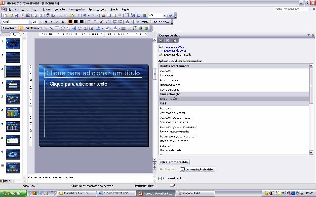 18 Comentário: Na FIGURA 15, verifica-se o menu de opções para inserir elementos gráficos. O layout de slides também oferece o recurso de inserção de elementos gráficos.