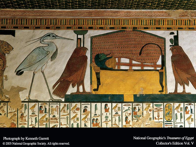 Livro dos Mortos, ou seja um rolo de papiro com rituais funerários que era posto no sarcófago do faraó morto, era ilustrado com cenas muito vivas, que