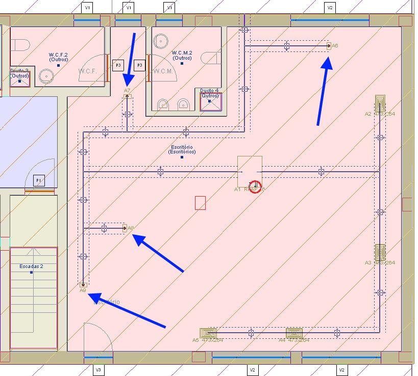 CAD MEP Climatização - Exemplo prático 43 Fig. 3.28 Prima Instalação> Sistemas de condução de ar> Rede de entrada de ar. Prima em.