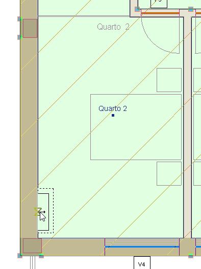Se posicionar o cursor junto à face interior da parede exterior (captura mais próximo activa), o