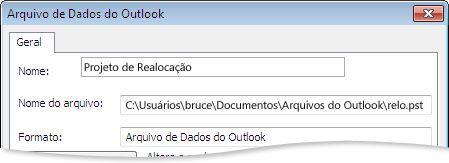 ALTERAR O NOME DE EXIBIÇÃO DE UM ARQUIVO DE DADOS DO OUTLOOK (.PST) O nome do arquivo que você especificou para um Arquivo de Dados do Outlook (.pst) aparece no Painel de Navegação.