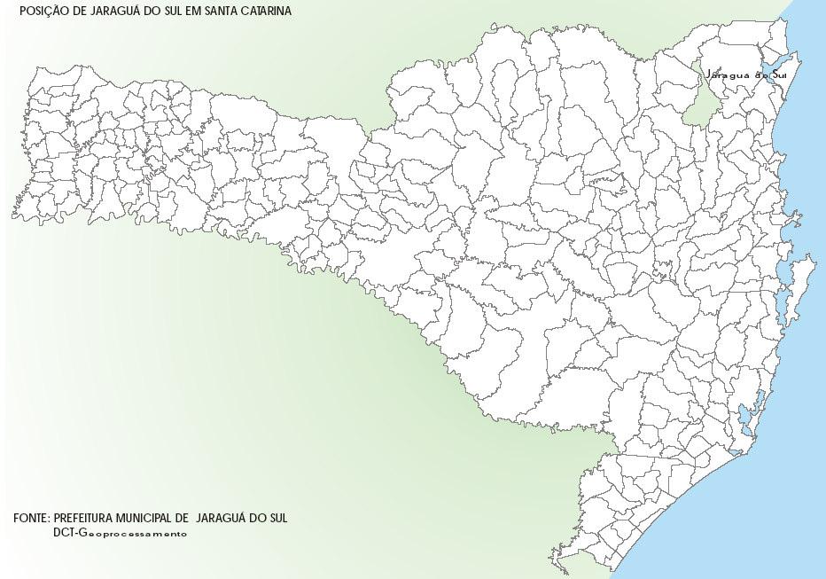 14- Observe o mapa do Estado de Santa Catarina, com destaque para a cidade de Jaraguá do Sul.