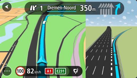 Para selecionar o percurso mais rápido, siga o percurso verde apresentado. O equipamento mostra automaticamente o seu novo percurso.