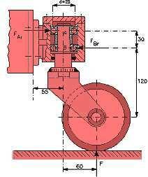 O rolamento selecionado segundo a tabela da pagina 600 é o SKF 51210 que possui uma capacidade de carga estática superior a requerida, ou seja, C o=106000n > 63770N b) Para o rolamento SKF 51210 e F