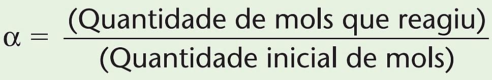 - Grau de Equilíbrio: Expressa o avanço da reação.