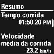 Tempo de prova Velocidade média na prova Só é visível se utilizar o ritmo de prova Carga de treino Necessidade de recuperação para esta sessão Benefício do treino