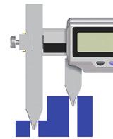 Paquímetros Paquímetros Digitais (Pontas Especiais Entre Centros/ABSOLUTE/Coolant Proof) Bico fixo Parafuso trava Display LCD Escala ABSOLUTE (interna) Cursor