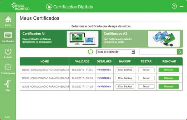 Manual do Assistente do Certificado Digital 25 Importante: se nenhum certificado do tipo A1 estiver instalado neste computador, você verá a