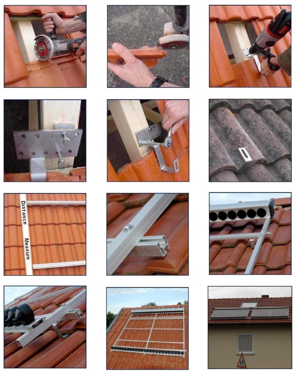 6.2.3) Colector solar para telhado plano Passo 1 Passo 2 Passo 3 Passo 4