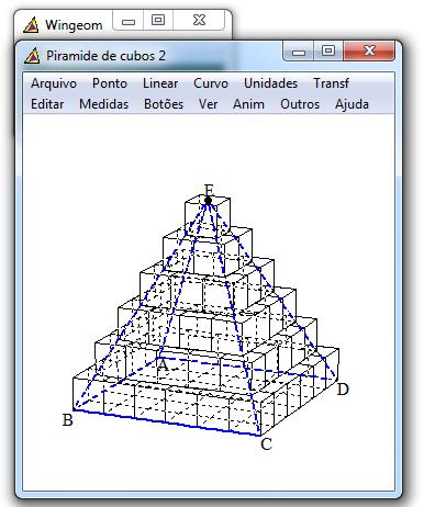 A Figura 9: Representação 2 do volume da pirâmide Analogamente a Figura 10 mostra uma melhor aproximação do volume da
