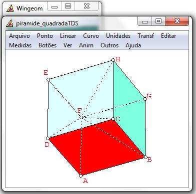 Logo, ao movimentarmos o cubo no programa Wingeom, conseguimos visualizar as três pirâmides.