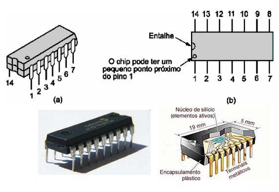 Circuito integrado - É composto por uma pastilha de semicondutor, onde são construído os circuitos digitais em microeletrônica, e por um encapsulamento responsável por proteger a pastilha e por