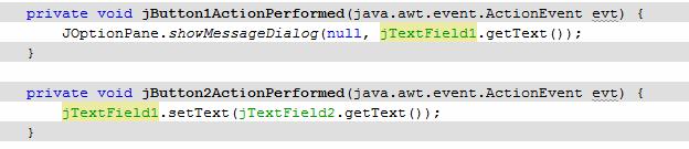 Para isso basta dar dois cliques no botão e colocar o código-fonte correspondente. Figura 49 - Manipulando JTextField - parte 2 JComboBox Vamos adicionar um JComboBox e três botões ao formulário.
