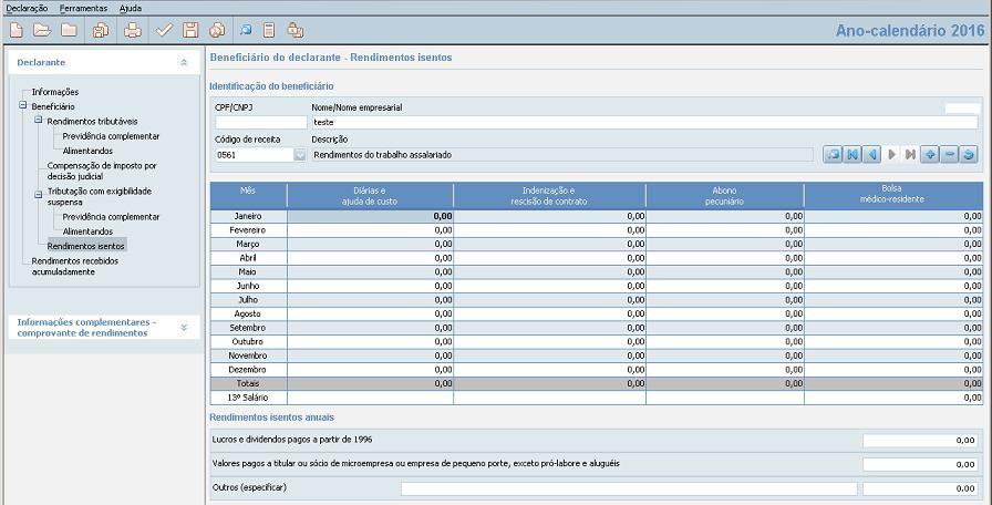 conforme a seguir: Ficha de Rendimentos