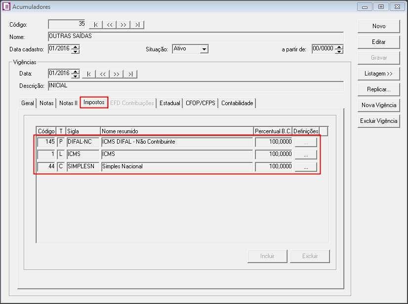 3 - CONFIGURAÇÃO DO ACUMULADOR 3.1 Acesse o menu ARQUIVO, clique em ACUMULADORES; 3.2 Verifique se já possui um acumulador para a operação; 3.