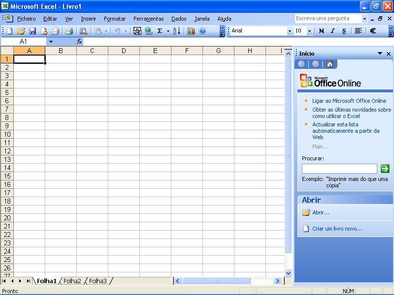 Área de Trabalho 1 2 3 5 7 6 8 4 9 10 11 12 1. Barra de Título Indica o nome do documento em alteração, tal como a aplicação que se encontra a utilizar. 2. Barra de Menús Possui os menus com as funcionalidades do programa 3.