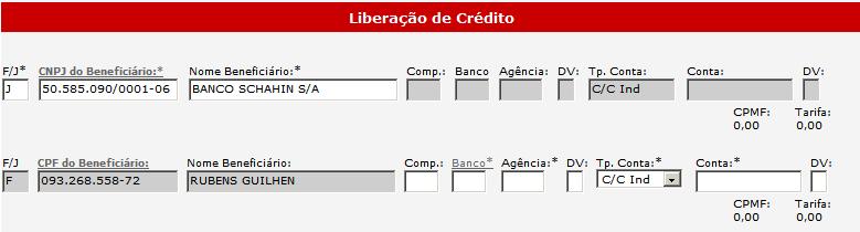 Não é necessário inserir nº de agência, nem clicar no campo de liberação de crédito. Confirma direto a operação.