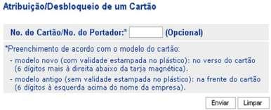 1. Para solicitar um cartão reserva, clicar em Outros Serviços > Cartão Serviço Empresa > Cartão Atribuir e desbloquear. 2.