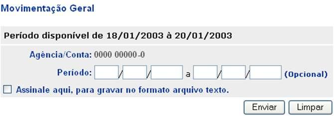 2. Digite o período de consulta, e clique em Enviar.