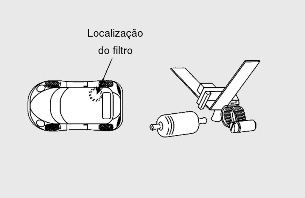 9) Fixe a nova peça ao assoalho, por braçadeira envolvente ou suporte, restaurando a fixação original do filtro do combustível no veículo.