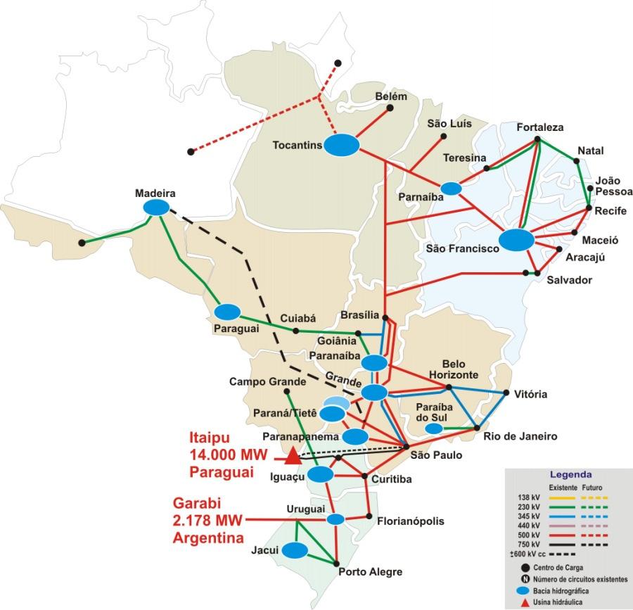 35 3.3. O sistema hidrotérmico brasileiro Aproximadamente 97% da eletricidade produzida no Brasil encontra-se no Sistema Interligado Nacional, o SIN, sendo o restante produzido nos chamados sistemas