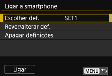 Registar Várias Definições de Ligação Pode registar um máximo de três definições de ligação para cada função Wi-Fi. 1 Selecione [Função Wi-Fi].