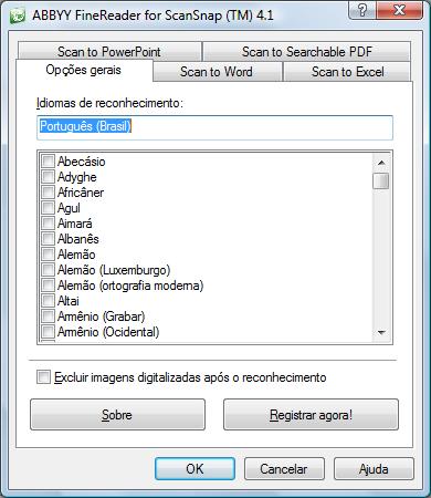 Ações (Windows) As configurações aplicadas durante a conversão para documentos do Word, Excel ou PowerPoint podem ser alteradas na janela de configurações do ABBYY FineReader for ScanSnap.