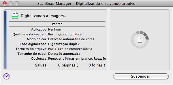 Como efetuar uma digitalização (Mac OS) 4. Carregue o documento no ScanSnap. Para maiores detalhes sobre como carregar os documentos, consulte a seção "Como carregar documentos" (página 34). 5.