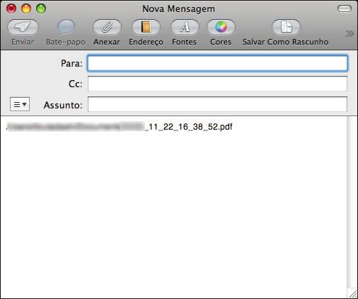 Ações (Mac OS) Anexando arquivos ao e-mail Esta seção descreve como anexar as imagens digitalizadas ao e-mail.