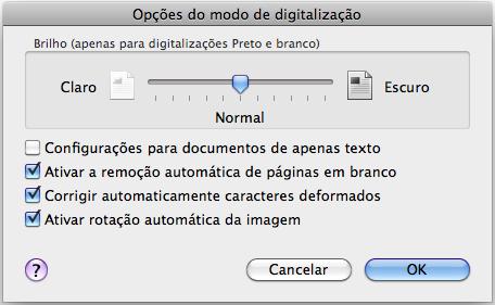 Usando o ScanSnap de várias formas (Mac OS) 2. Clique o botão [Opção] da aba [Digitalização]. A janela [Opções do modo de digitalização] será exibida. 3.