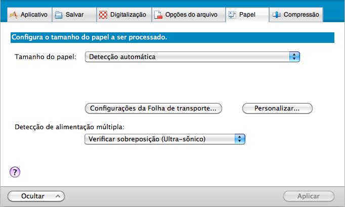 Usando o ScanSnap de várias formas (Mac OS) 3. Não selecione [Verificar comprimento] em [Detecção de alimentação múltipla].