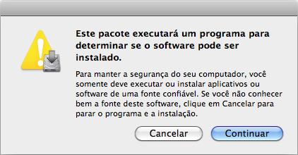 Instalando no Mac OS 4. Clique o botão [Continuar]. A tela [Bem-vindo ao Instalador de ScanSnap] será exibida na janela [Instalar ScanSnap]. 5. Clique o botão [Continuar]. A janela [Informação Importante] será exibida.