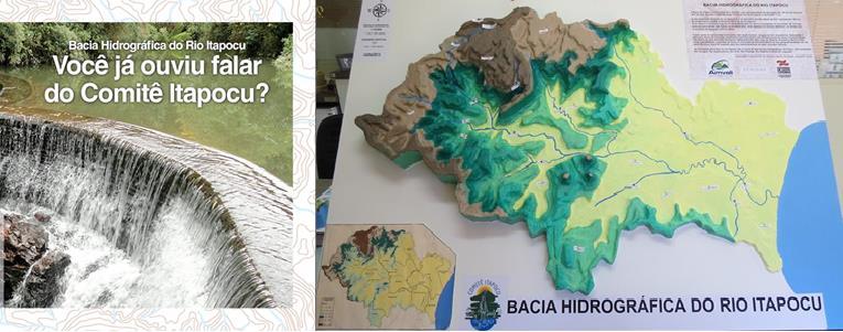 Entre os materiais utilizados para explicação e fixação do conteúdo estiveram uma maquete tridimensional da Bacia Hidrográfica do Rio Itapocu em escala 1:75.