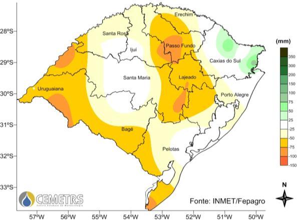 Desvio precipitação (mm) Fevereiro de 2015 No mês de março de 2015, as precipitações continuaram a diminuir no Estado.