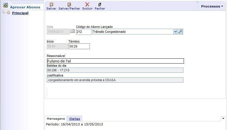 Para analisar a solicitação do abono a chefia devera clicar duas vezes sobre o nome do empregado para abrir a ocorrência justificada e avaliar