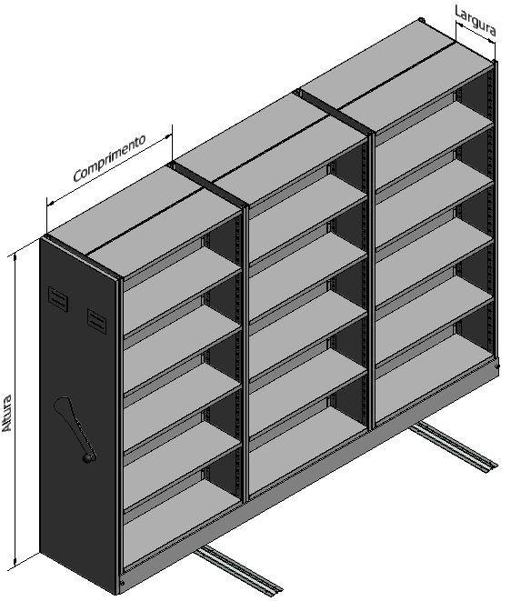 O sistema de armazenagem de estantes rolantes KR consiste essencialmente numa bateria de estantes assentes em charriot's que deslizam sobre rail's galvanizados fixos ao pavimento.