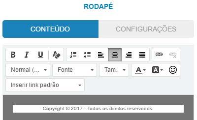 Rodapé Adicione informações adicionais relacionadas a sua peça e/ou sua empresa. Você pode alterar o tamanho, tipo e estilo da fonte. Incluir links, tabulações, listas e até tabelas.