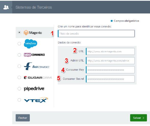 2.4 Configurção d Mgento no Mil2Esy PRO e d Mrque Mgento nos itens à esquerd e defin os seguintes prâmetros: 1 Título d onexão: Esse é o nome que preerá pr voê n ferrment.