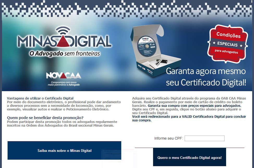 CAA/MG REVISÃO 3 Data: 21/01/2016 Página 3 de 10 5. Neste momento, você será redirecionado para a página da Valid, que é nossa certificadora. 6.