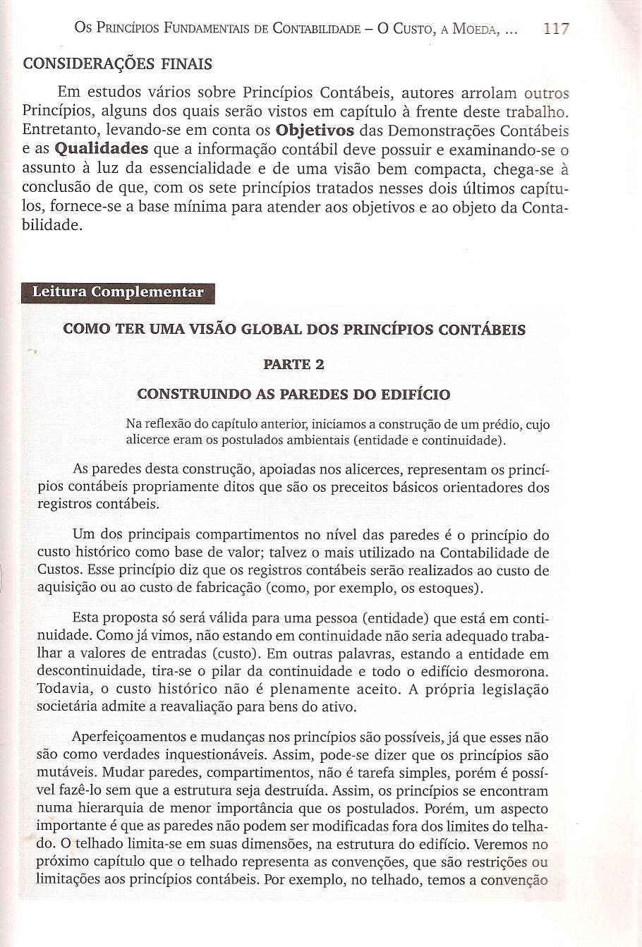 Os PRINCÍPIOS FUNDAMENTAIS DE CONTABILIDADE - O CUSTO, A MOEDA,.