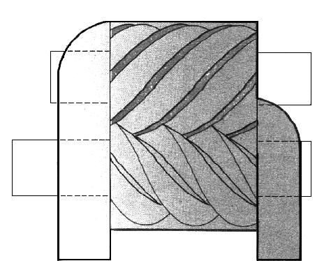 O rotor tem nos rasgos palhetas que, em conjunto com a parede, formam pequenos compartimentos.(fig. 04) Fig.