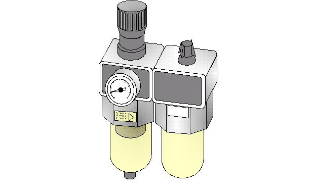 Unidade de Manutenção ou Conservação A unidade de conservação é uma combinação de aparelhos de: Filtro separador; Regulador de pressão; Lubrificador. Fig.
